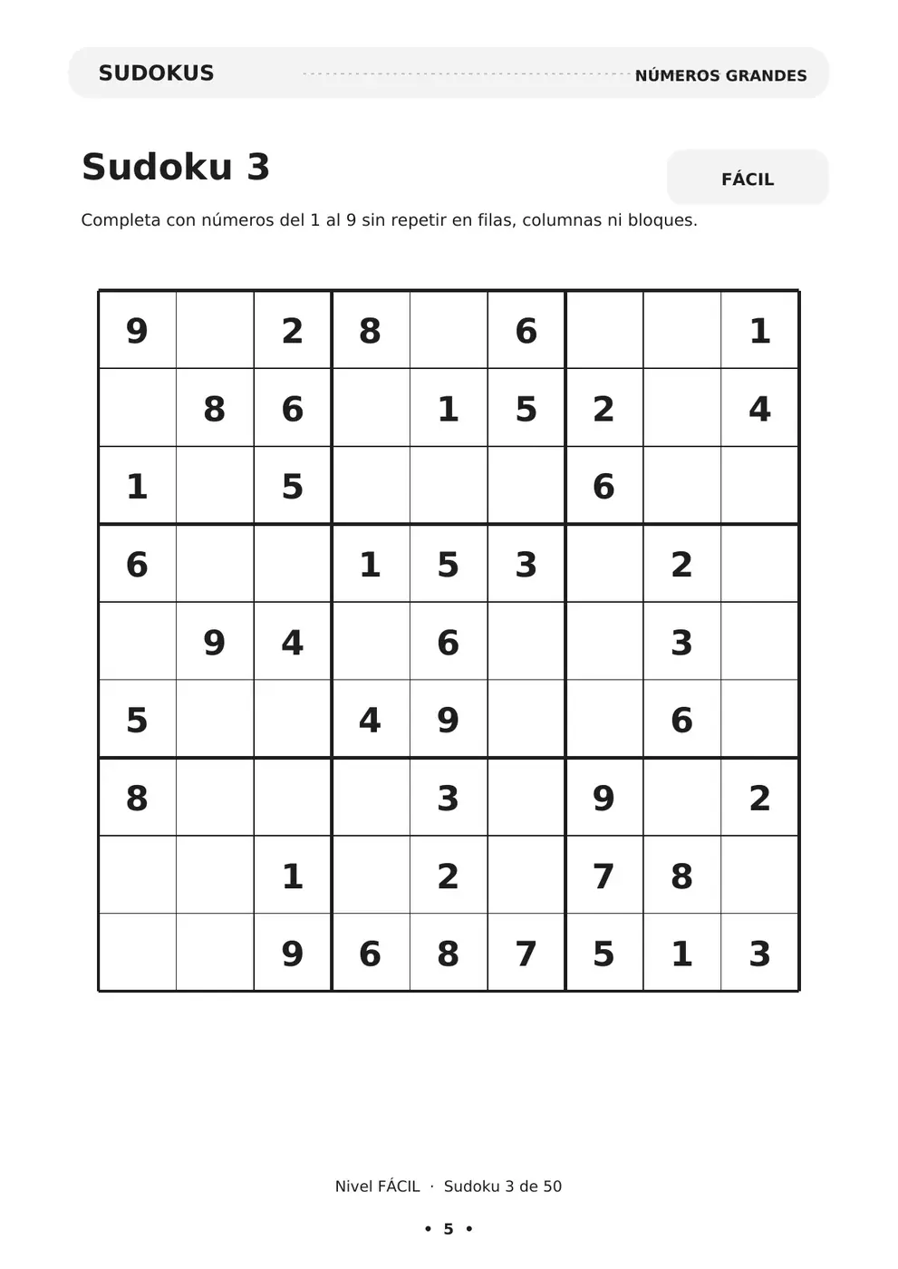 Sudoku con números grandes